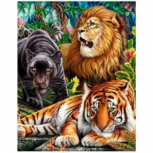 Набор для творчества Алмазная мозаика Дикие кошки в джунглях 30*40см AC34022