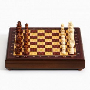 Шахматы "Тёмно-красная классика" (доска дерево 30 х 30 см, фигуры дерево, король h=8 см)