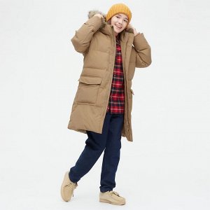 UNIQLO - удлиненное пуховое детское пальто 32 BEIGE