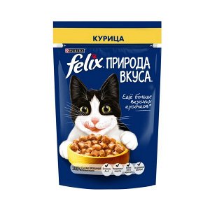 Влажный корм Felix Природа вкуса для взрослых кошек, с курицей в соусе 75 г