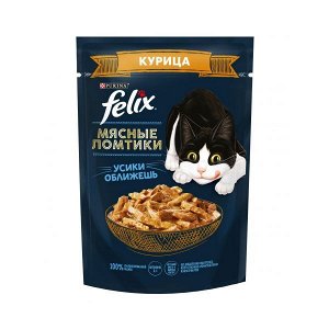 Влажный корм Felix Мясные Ломтики для взрослых кошек, с курицей, Пауч, 75