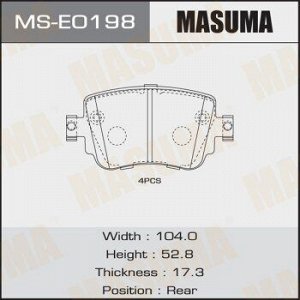 Колодки дисковые MASUMA, AN-7037K, P85135 rear