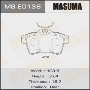 Колодки дисковые MASUMA, AN-4667K, P61114 rear