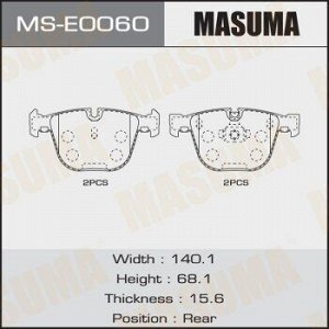 Колодки дисковые MASUMA, AN-4424K, P06026 rear