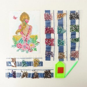 Алмазная мозаика с частичным заполнением «Девушка», 15 х 21 см, холст. Набор для творчества