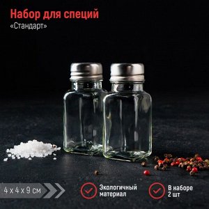 Набор для специй из стекла Доляна «Стандарт», 2 предмета: солонка, перечница, 100 мл