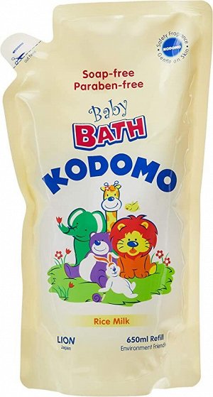 Kodomo/ Пена для ванн детская 650мл Рисовое Молочко Rice Milk(мягк.упак)
