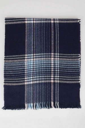 Мужской шарф с квадратным узором и кисточками