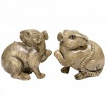 Крыса серая 4 см белая кость (имитация)