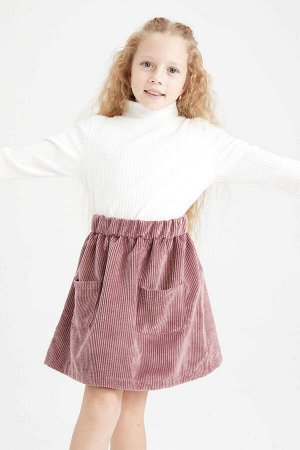 DEFACTO Бархатная юбка с эластичной резинкой на талии для девочек