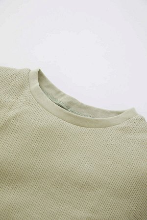Вафельная футболка с коротким рукавом и круглым вырезом для малышей для мальчиков
