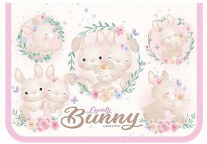 Папка 1 отделение, А4 325х230х25 мм, пластик, молния вокруг, "Bunny family"