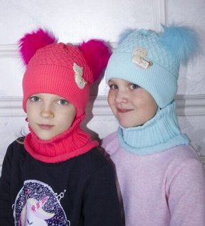 Детский комплект (шапка+снуд) для девочки цвета в таблице для заказа