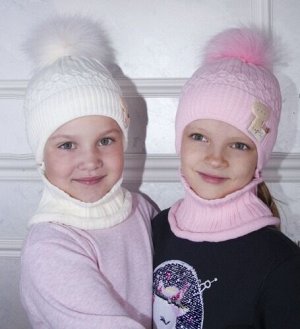 Тимошка Комплект детский зимний шапка+снуд для девочки цвет Молочный