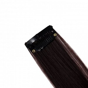 СИМА-ЛЕНД Локон накладной, прямой волос, на заколке, 50 см, 5 гр, цвет тёмно русый