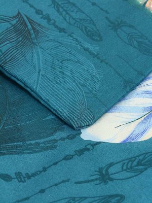 Пододеяльник на молнии Бязь ПЕРЬЯ ЗЕЛЕНЫЕ 1.5 спальный