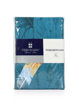 Пододеяльник на молнии Бязь ПЕРЬЯ ЗЕЛЕНЫЕ 1.5 спальный