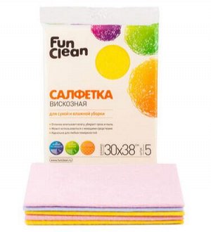 Салфетка сухая из вискозы Fun Clean для сухой и влажной уборки /30*38см/, 5шт., 6806