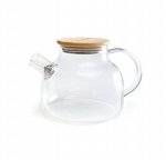 Чайник жаропрочное стекло, 1 литр, крышка бамбук