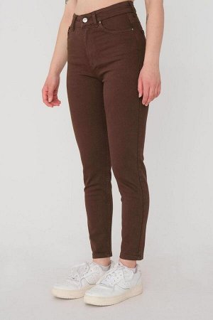 Addax Темно-коричневые узкие брюки с высокой талией
