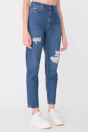 Темные джинсовые джинсы Mom с высокой талией
