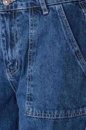 Addax Темные джинсовые широкие джинсы с карманами