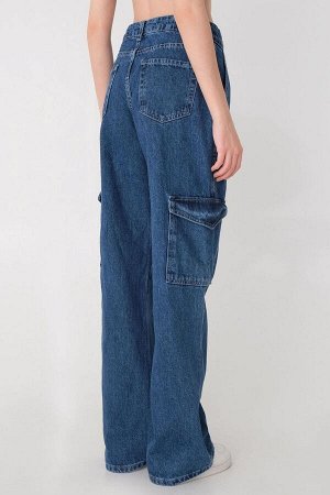 Addax Темные джинсовые широкие джинсы с карманами