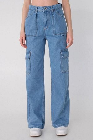 Джинсовый цвет с боковым карманом и высокой талией, широкие джинсы