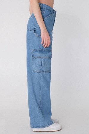 Джинсовый цвет с боковым карманом и высокой талией, широкие джинсы
