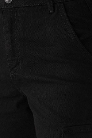 Черные широкие джинсы с высокой талией и карманом