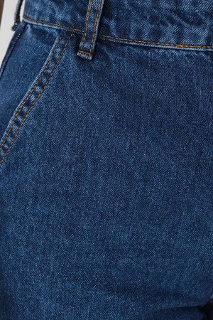 Джинсы цвета деним с карманом и высокой талией, широкие джинсы