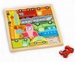Развивающая игрушка- Детский развивающий деревянный пазл  Машинки для малышей