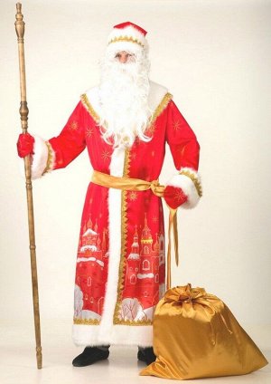 Карнавальный костюм Дед Мороз р.54-56 принт Красный город