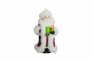 Украшение елочное Дед Мороз в красной шубе с меховой опушкой 7,6 х 14 см стекло
