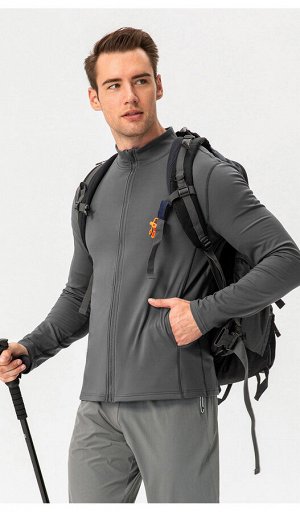 Мужская спортивная кофта на молнии, утепленная, цвет темно-серый