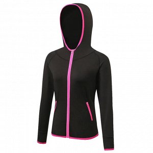 Кофта спортивная женская на молнии, цвет черный/розовый