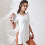 Футболка спортивная женская удлиненная, цвет белый