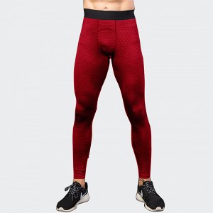 Леггинсы спортивные мужские с принтом "Сетка", цвет красный