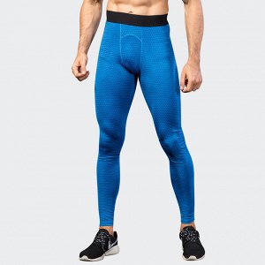 Леггинсы спортивные мужские с принтом "Сетка", цвет голубой