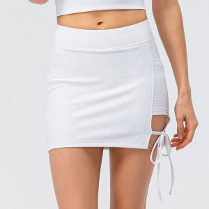 Шорты-юбка женские с завязками, цвет белый