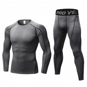 Комплект спортивный мужской (леггинсы и лонгслив), цвет серый