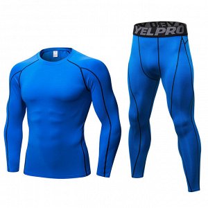 Комплект спортивный мужской (леггинсы и лонгслив), цвет синий