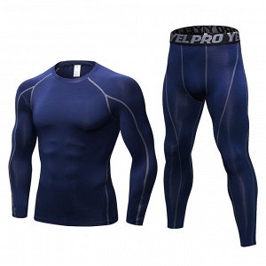 Комплект спортивный мужской (леггинсы и лонгслив), цвет темно-синий