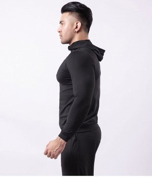 Кофта спортивная мужская на молнии утепленная, цвет черный