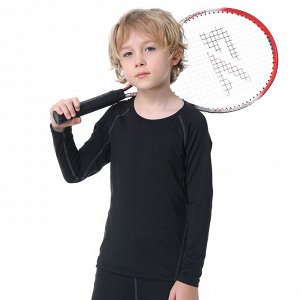 Лонгслив спортивный детский для мальчика утепленный, цвет черный/серый