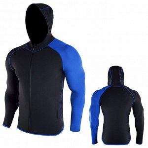 Кофта спортивная мужская на молнии с капюшоном, цвет черный/синий