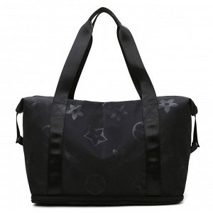 Спортивная сумка текстильная с модным принтом, цвет черный
