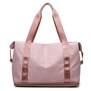 Спортивная сумка текстильная с модным принтом, цвет розовый