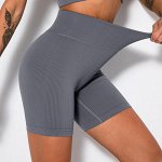 Лосины спортивные женские укороченные в рубчик, цвет серый