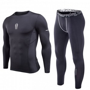 Комплект спортивный мужской (лонгслив и леггинсы), цвет черный